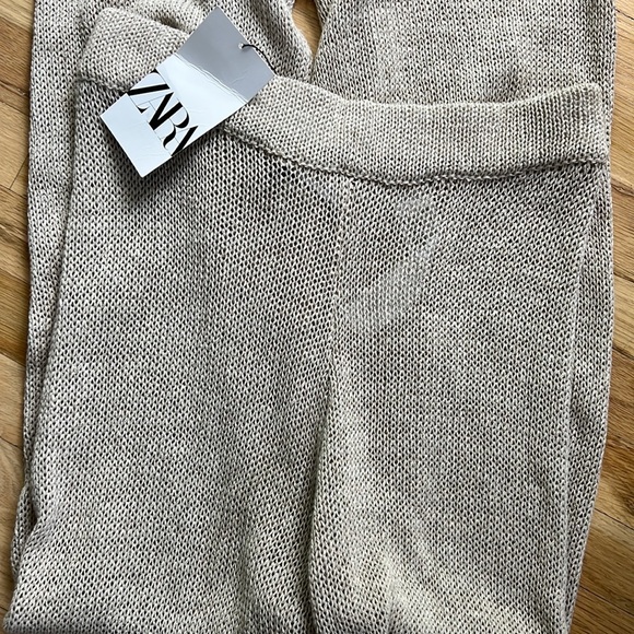 NWT ZARA STRAIGHT LEG LINEN BLEND KNIT PANTS M - Picture 4 of 6
